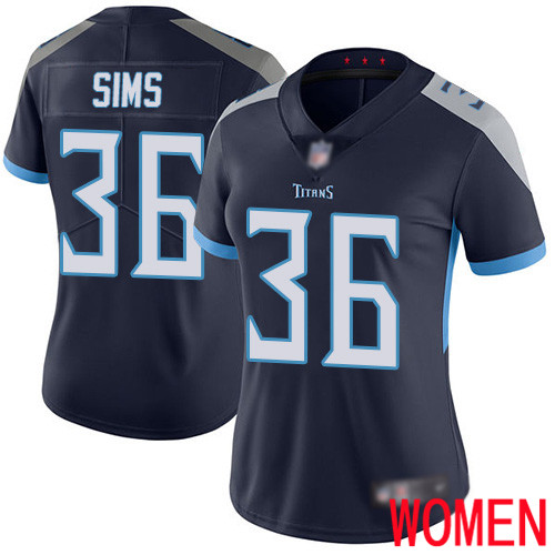 Tennessee Titans Limited Navy Blue Women LeShaun Sims Home Jersey NFL Football #36 Vapor Untouchable->tennessee titans->NFL Jersey